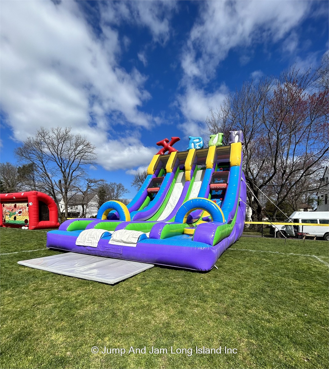 Xtreme Run 24ft slide with obstacles BLUE/YELLOW (dry only) - Bounce ...